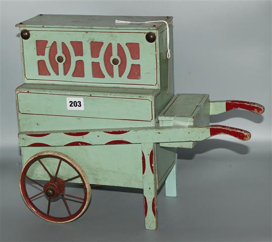 Painted wood music box barrel organ